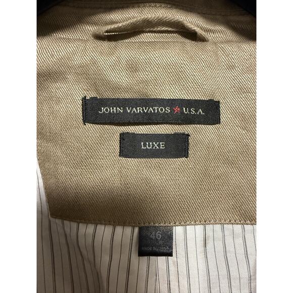 John Varvatos USA Blazer Mens 46 Khaki Linen Luxe Two Button Notch Lapel Jacket - Picture 2 of 16